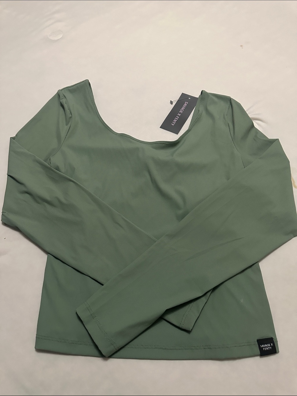Savage X Fenty Olive Scoop-Neck Long Sleeve Top